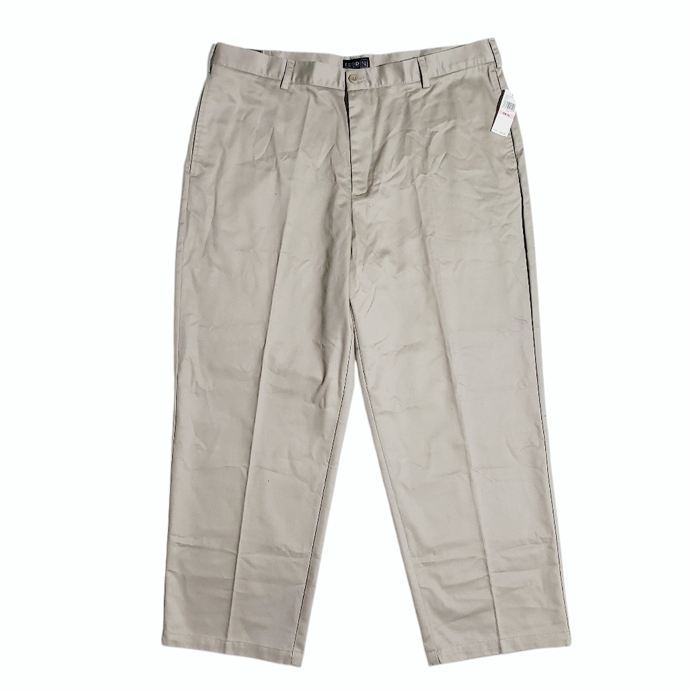 IZOD Classic Mens American Chino Flat Front Straight Leg Cotton Khaki 40x30 NWT